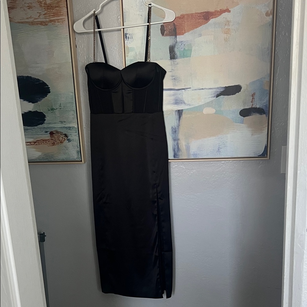 Black corset midi dress